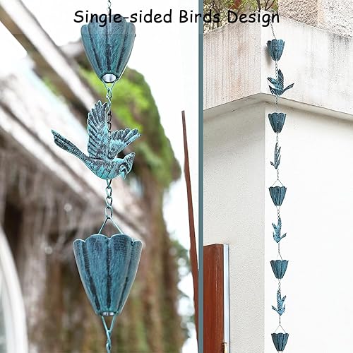 Miniatura 3 de Aifeorzo Cadena de lluvia de 8.5 pies, cadenas de lluvia cardenales y de copa para canaletas, cadena decorativa y funcional de atrapadordesviador de