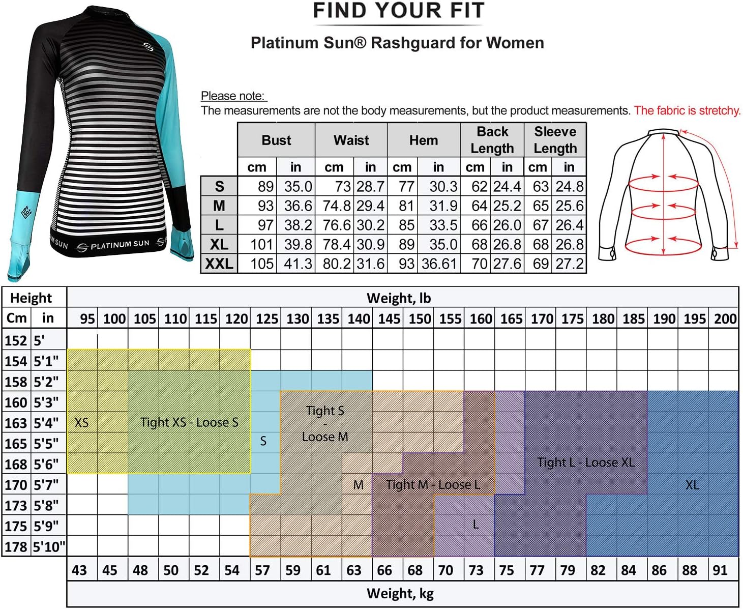 Platinum Sun Long Sleeve Rash Guard for Women| UPF 50+ Sun Protection Swim Shirt