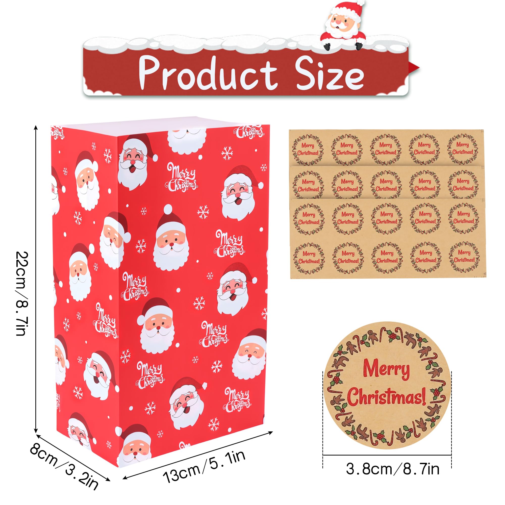 Yiran 30pcs Christmas Party Bags With 36sticker, Plastic Small Gift