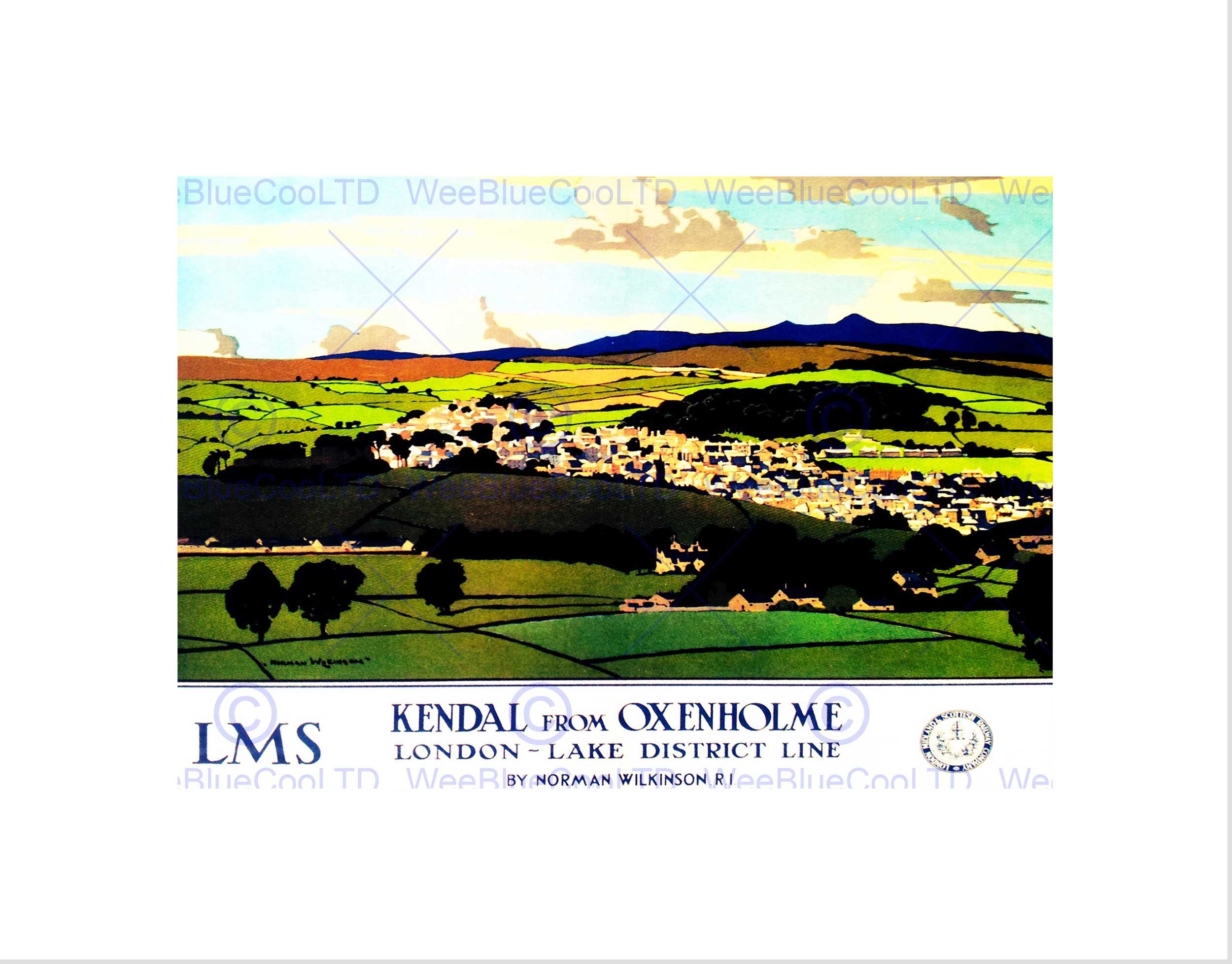 Wee Blue Coo Travel Kendal Cumbria England UK Lake District Valley Wall Art Print