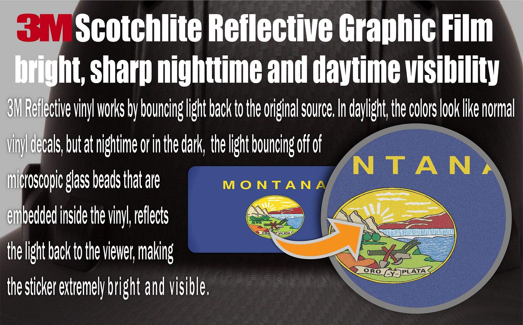 (x10) 3M Reflective Montana and US Flag Stickers | Versatile Safety Decals | Hard hats, laptops, bikes, toolboxes