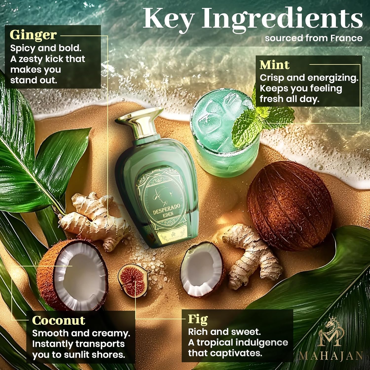 Mahajan Desperado Eden Eau de Parfum – Exotic Sweet Tropical Cologne – Irresistible with Creamy Coconut & Fresh Mint – Long-Lasting Luxury Perfume for Men (3.4 oz) - Image 4