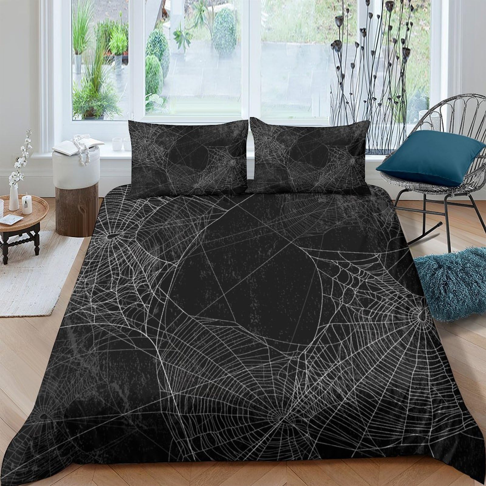 Ctjqhvkz Style-9 3D Printed Spider Web Fitted Sheet Microfiber Black Geometric Bed Cover For Bedroom Dorm Mattress Protection Decor Single（135X200cm）