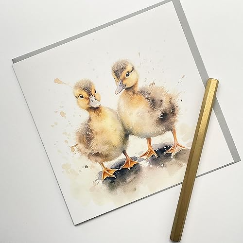 Miniatura 4 de Old English Co. - Tarjeta de felicitación para cumpleaños de polluelos de patito de acuarela, bonita tarjeta de cumpleaños para mamá, nan, ella,
