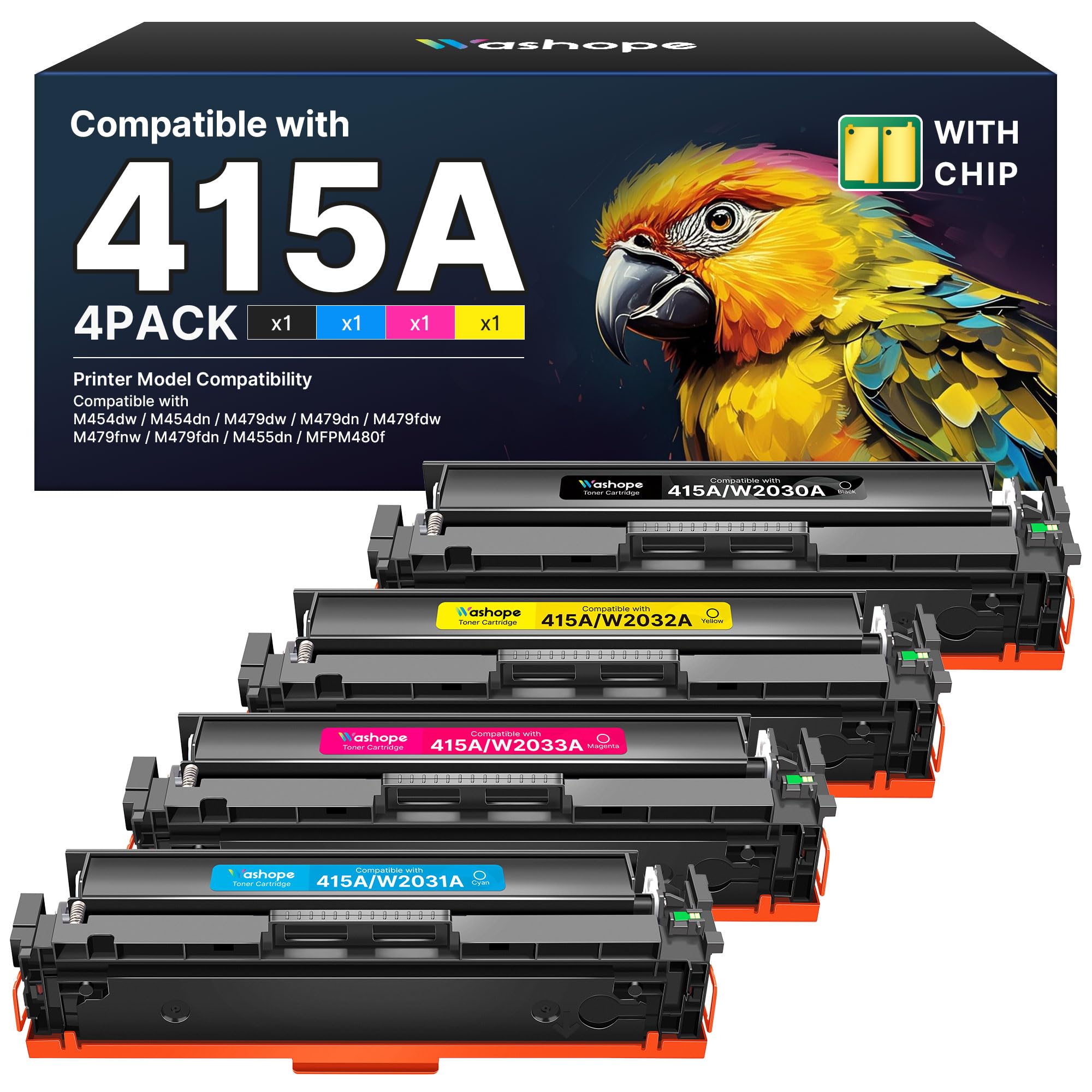 415A 415X M479fdw Toner Set Mit Chip Kompatible für HP 415A Toner für Color LaserJet Pro MFP M479fdn M479fdw M479dw M479fnw M454dn M454dw M479 W2030A W2031A W2032A W2033A (4er-Pack)