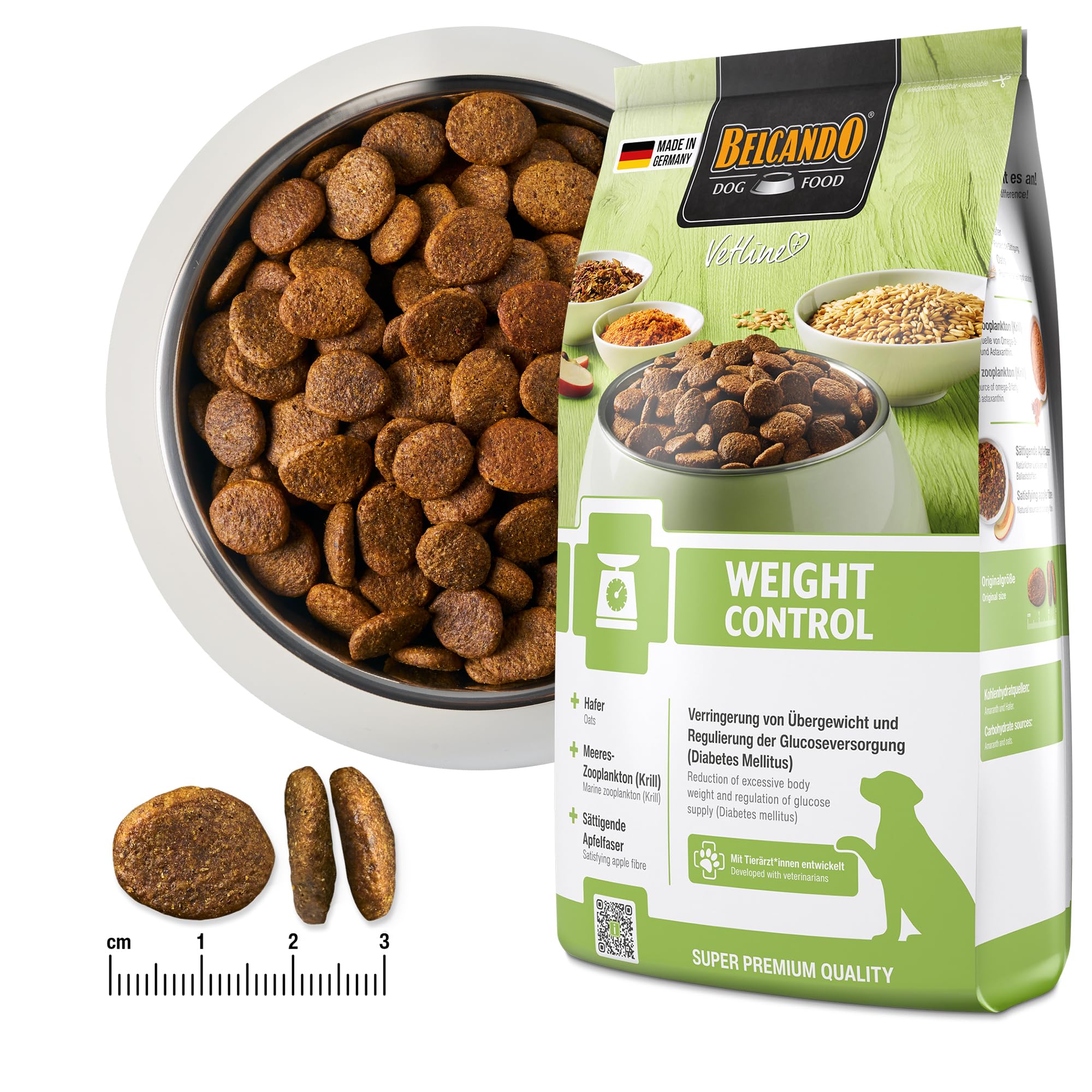 BELCANDO Vetline Weight Control Diätfutter 7,5 kg – Trockenfutter bei Übergewicht & Diabetes Mellitus | Kalorienreduzierte Rezeptur, Made in Germany