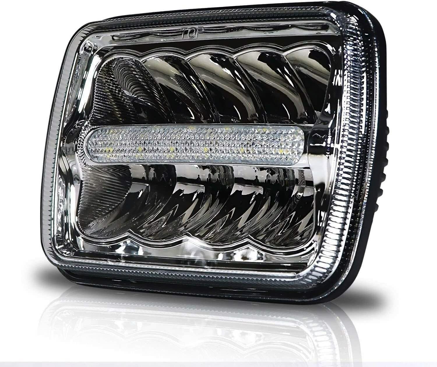 5x7 LED Headlights 7x6 Headlamps Osram Chip Angel Eye DRL Sealed Beam Replacement for H6054 6054 Jeep Wrangler YJ Cherokee XJ Chevy Express Astro Van Blazer S10 Toyota 4Runner Ford Ranger DOT 2PCS image 3