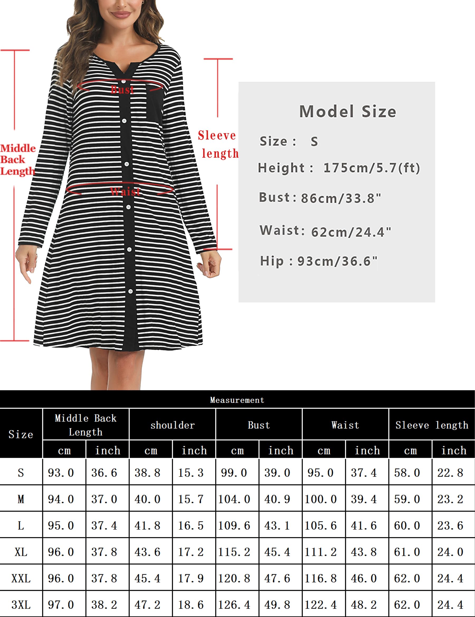 Marvmys Camicia Notte Donna Cotone Corta Cardigan con Scollo V e Bottoni Donna Adatto Leggero e Confortevole per Il Parto Ospedaliero Quotidiano per L'Allattamento al Seno