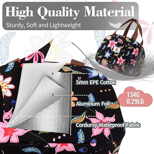 Miniatura 3 de Lonchera para mujeres, niñas y adolescentes, bonita lonchera térmica portátil, pequeña, aislada, reutilizable, de pana, para el trabajo, viajes,