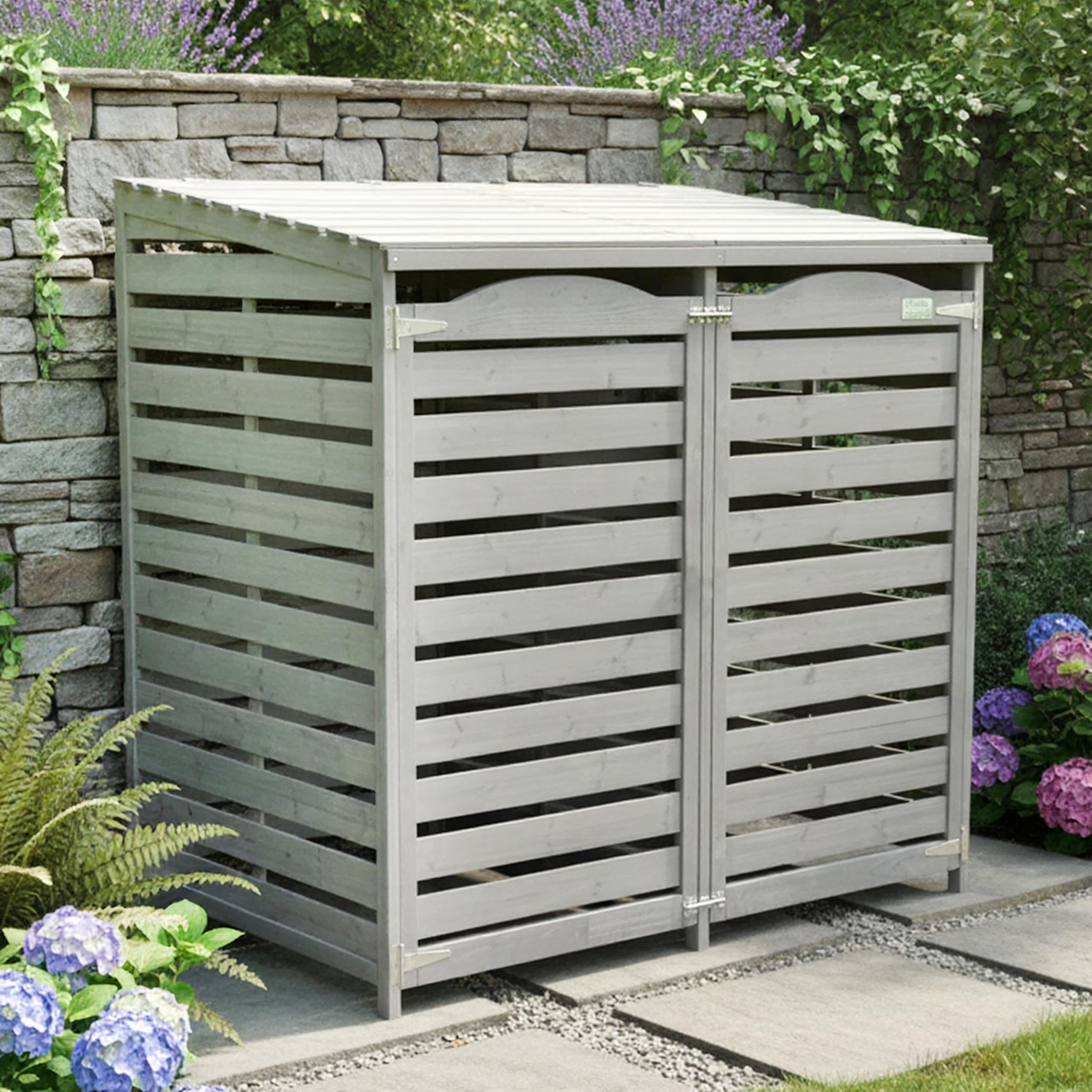 Wheelie Bin Storage Unit Garden Universe Outdoor Storage In Grey WBS01-GREY