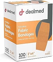 Dealmed 2x4 Inch Fabric Flexible Adhesive Bandages, Latex-Free Non-Stick Pad, Breathable Wound Care, 100 Count Box
