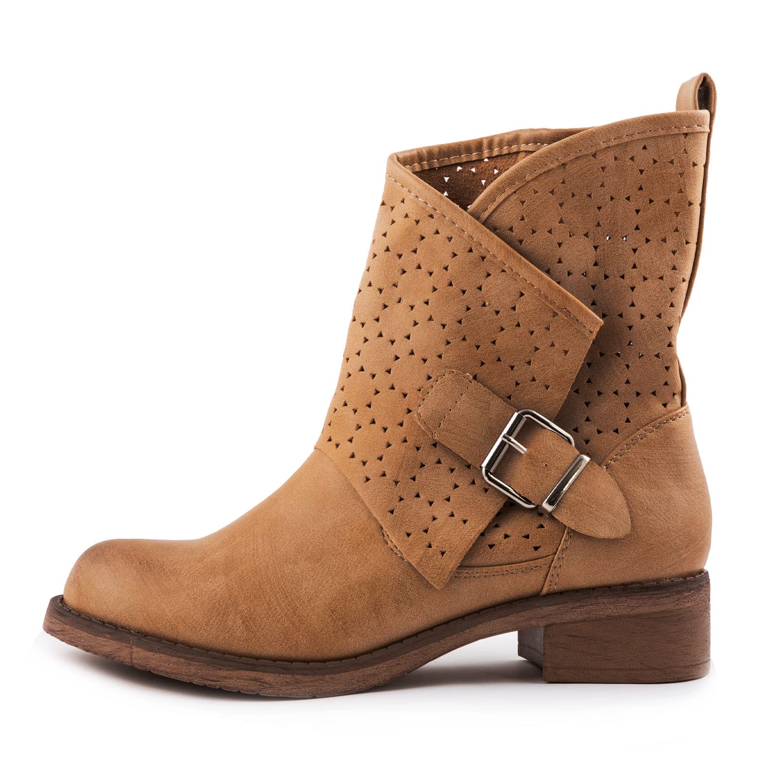 Toocool Botas Bajas Biker Moto Mujer Anfibios Hebilla G630