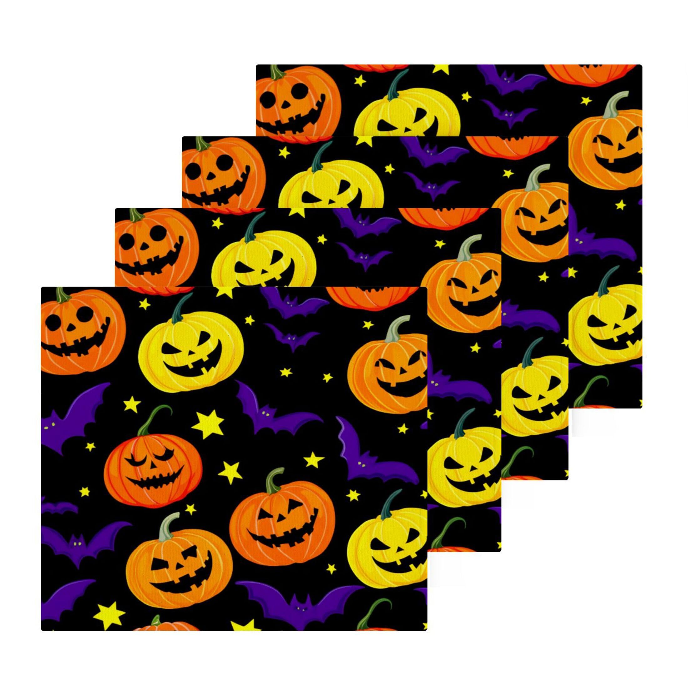 Kigai Pumpkins 4 Pack Washcloths Cotton Soft Absorbent Skin Friendly Wash Cloths Fingertip Towels Machine Washable 12x12 in