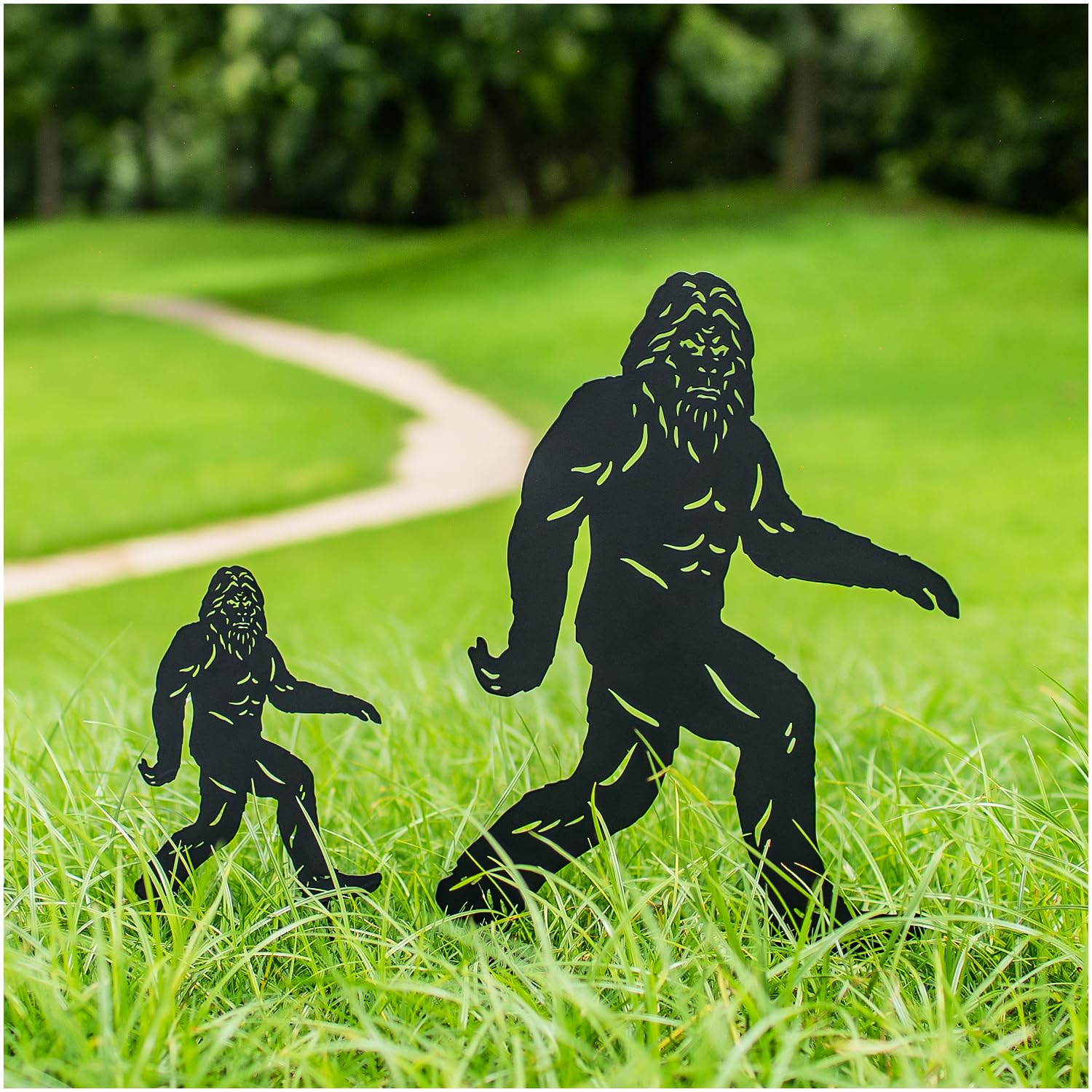 EZTZEN 15.8 inch Bigfoot Outdoor Decor Big Foot Sasquatch Gifts for Men/Dad/Women Metal Bigfoot Silhouette Statues for Yard Decor, Garden Decor, Yard Art, Forests, Yard Display, Lawn Decorations