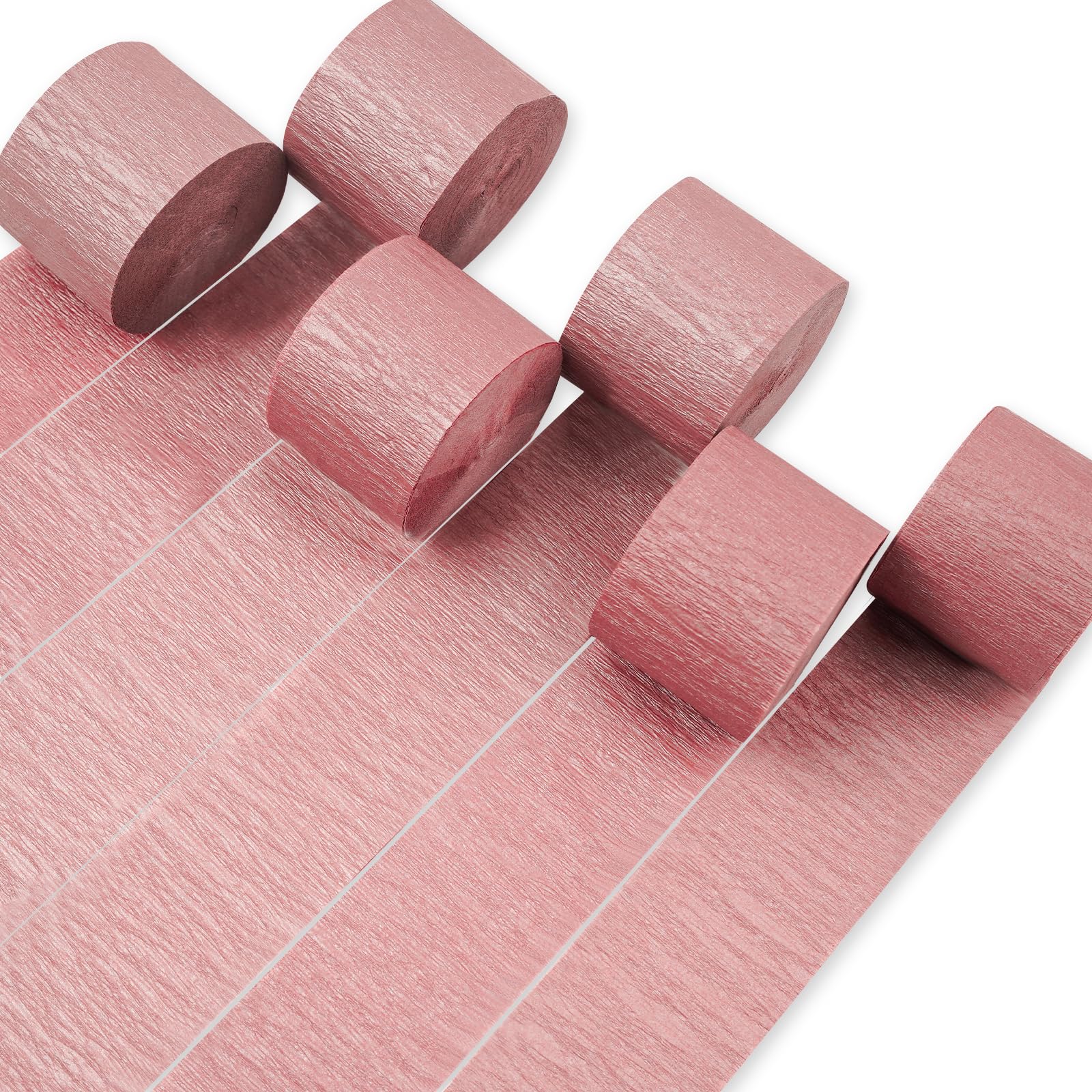 PartyWoo Crepe Paper Streamers 6 Rolls 492ft, Pack of Crepe Paper Rose Gold Streamers Decorations, Crepe Paper for Birthday Decorations, Party Decorations, Wedding Decorations (1.8 in x 82 Ft/Roll)