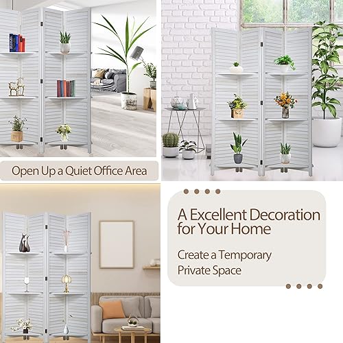 Miniatura 10 de MKDLUFEI Separadores de habitación de madera de 4 paneles y pantallas de privacidad plegables de 5.58 pies de alto, separadores de habitación para