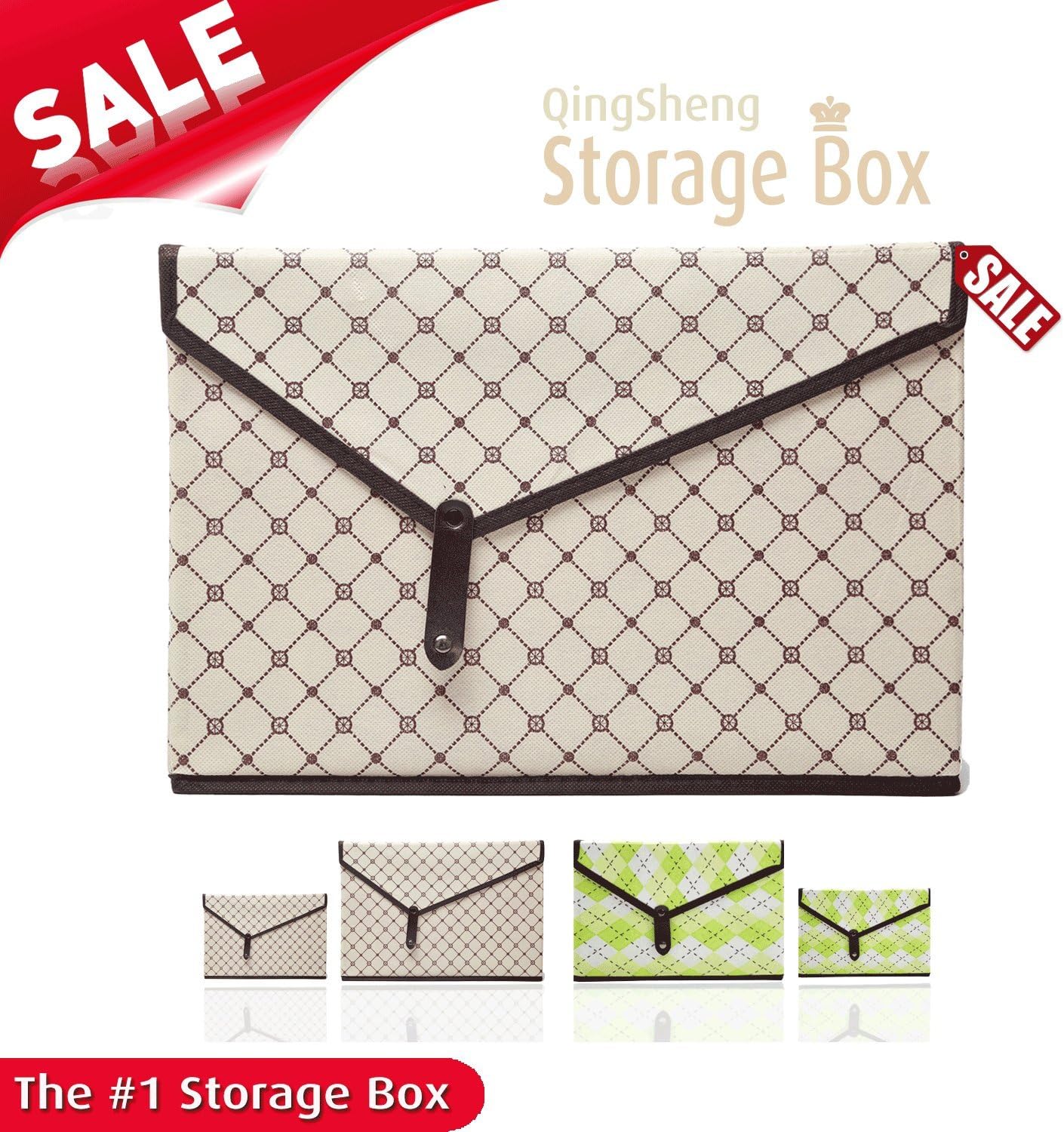 Storage Box, Foldable Non-woven Fabric Flip Top Lidded, White, Small