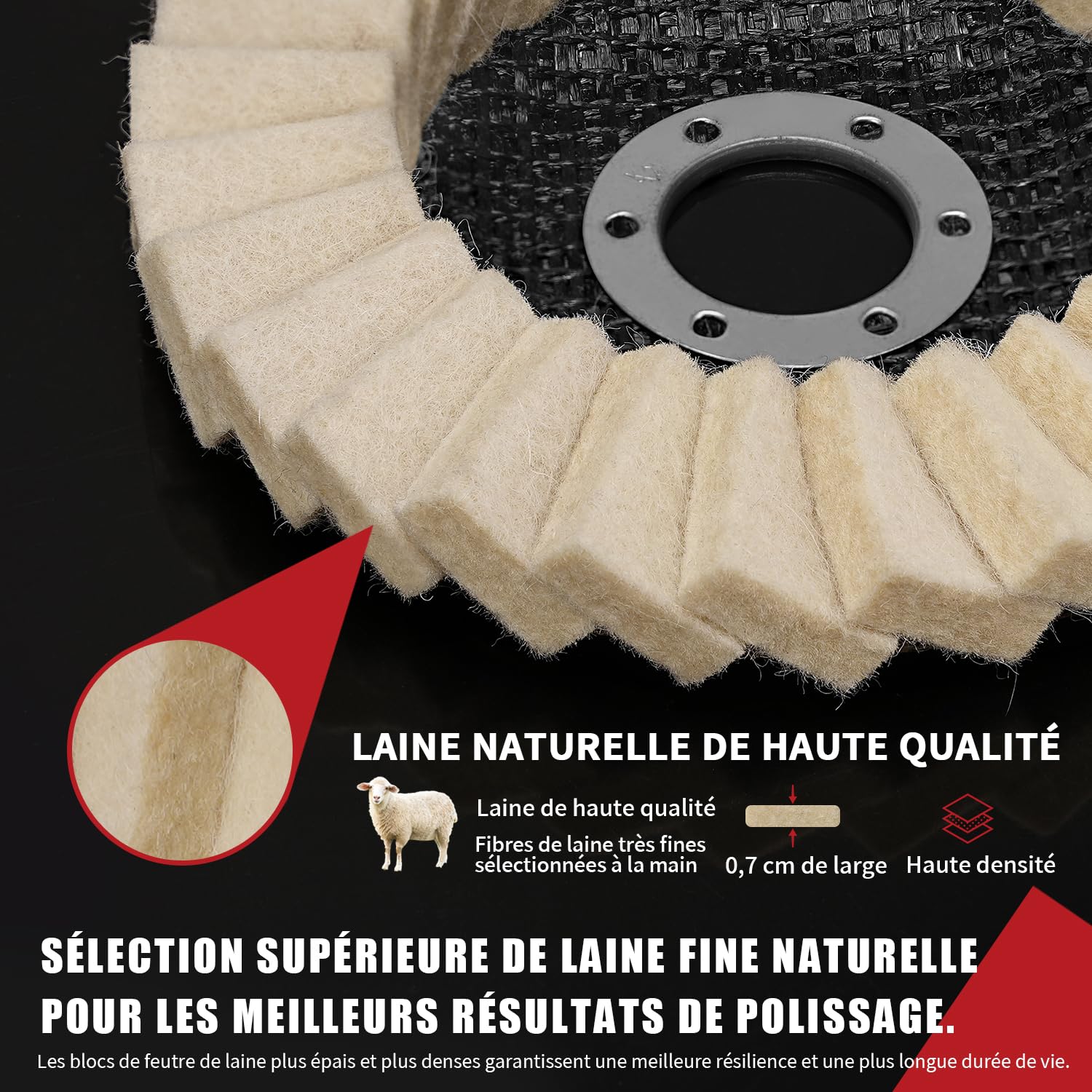 Disque de polissage feutre 125 x 22,2 mm pour meuleuses d'angle