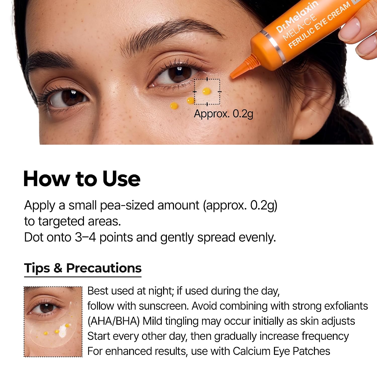Dr.Melaxin Mela C·E Ferulic Eye Cream Dark Circles, Dark Spots & Wrinkles at Once, Retinal + Vitamin C Ferulic, Niacinamide, Korean Anti-Aging Eye Treatment, 0.52 oz, 15g