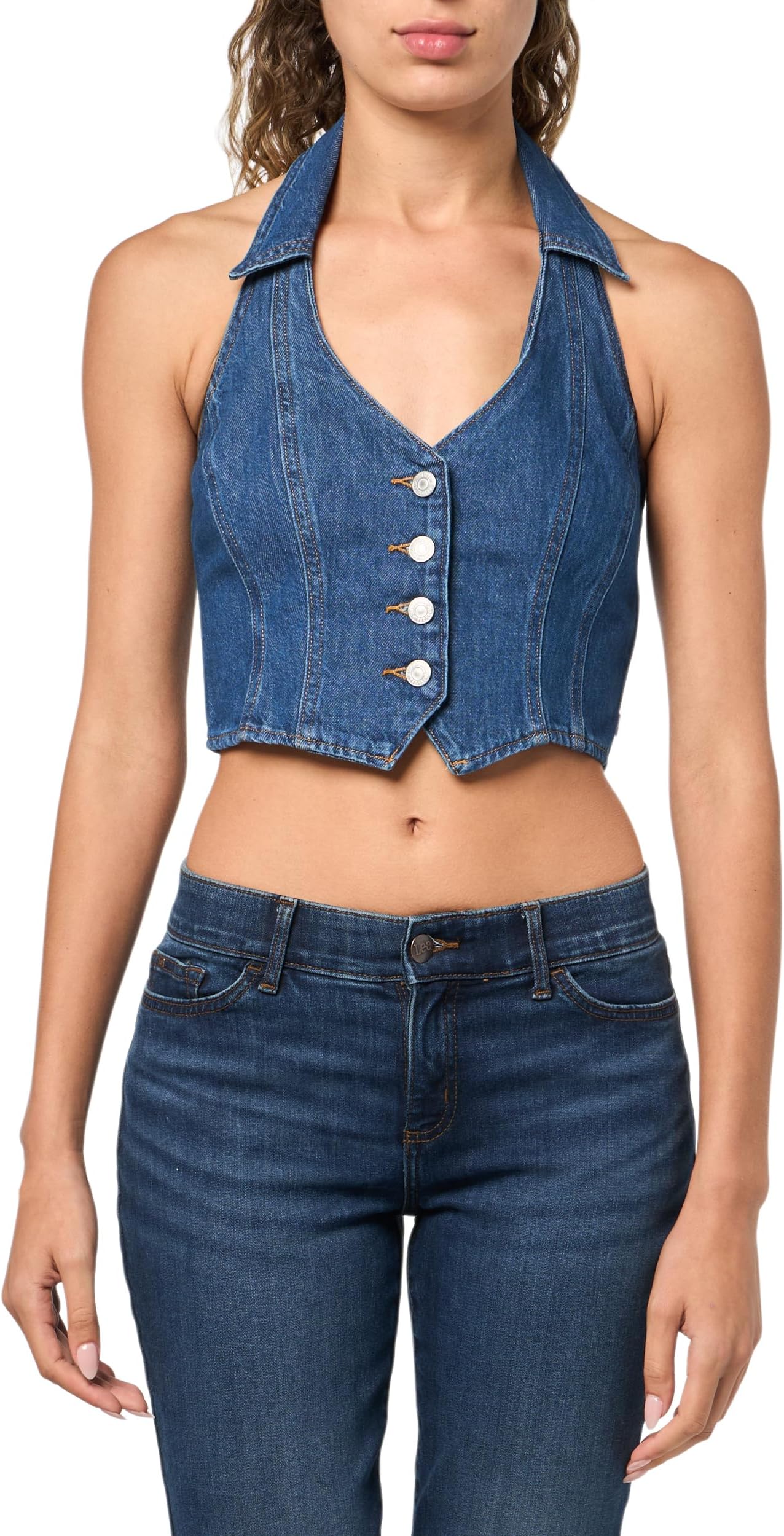 Womens Bria Denim Corset Halter