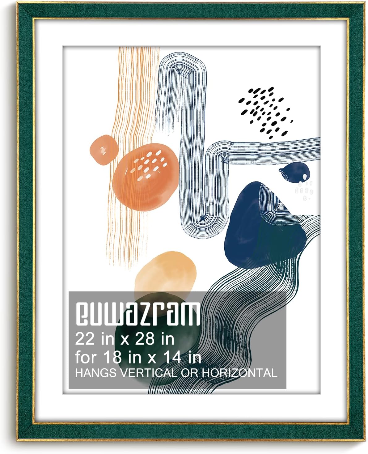 Suede 22x28 Frame - Single Frame, Christmas Elegant Green 22 x 28 Poster Frame with Mat for 18x24, 22x28 Picture Frames for Artwork, Puzzles, Photos and Movie Posters