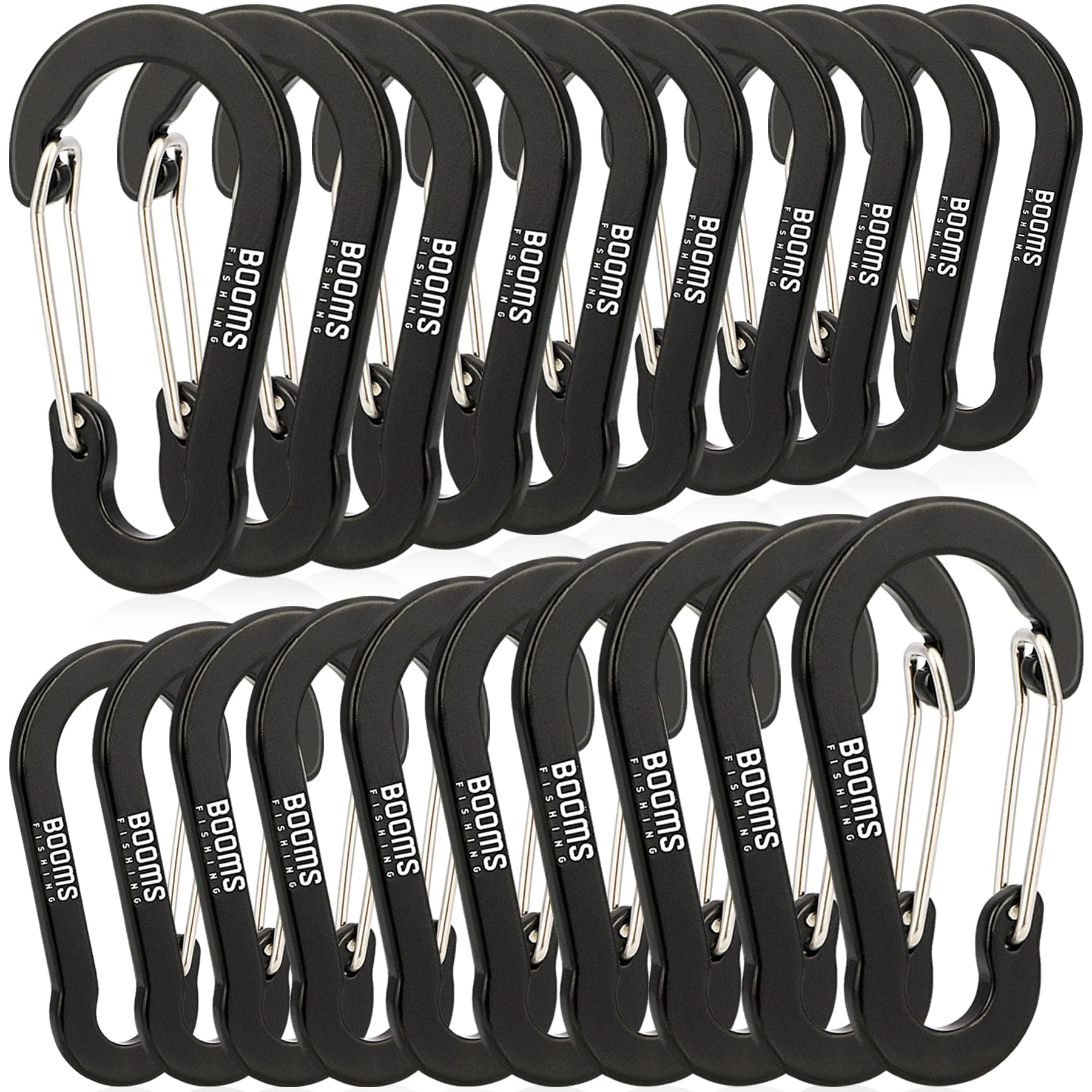 Booms Fishing 20Pack Carabiner Clips: Multi-use 2in Small Carabiner Clip - Mini Keychain Caribeaner Clip for Keys, Camping, Hiking, Fishing, Kayaking,