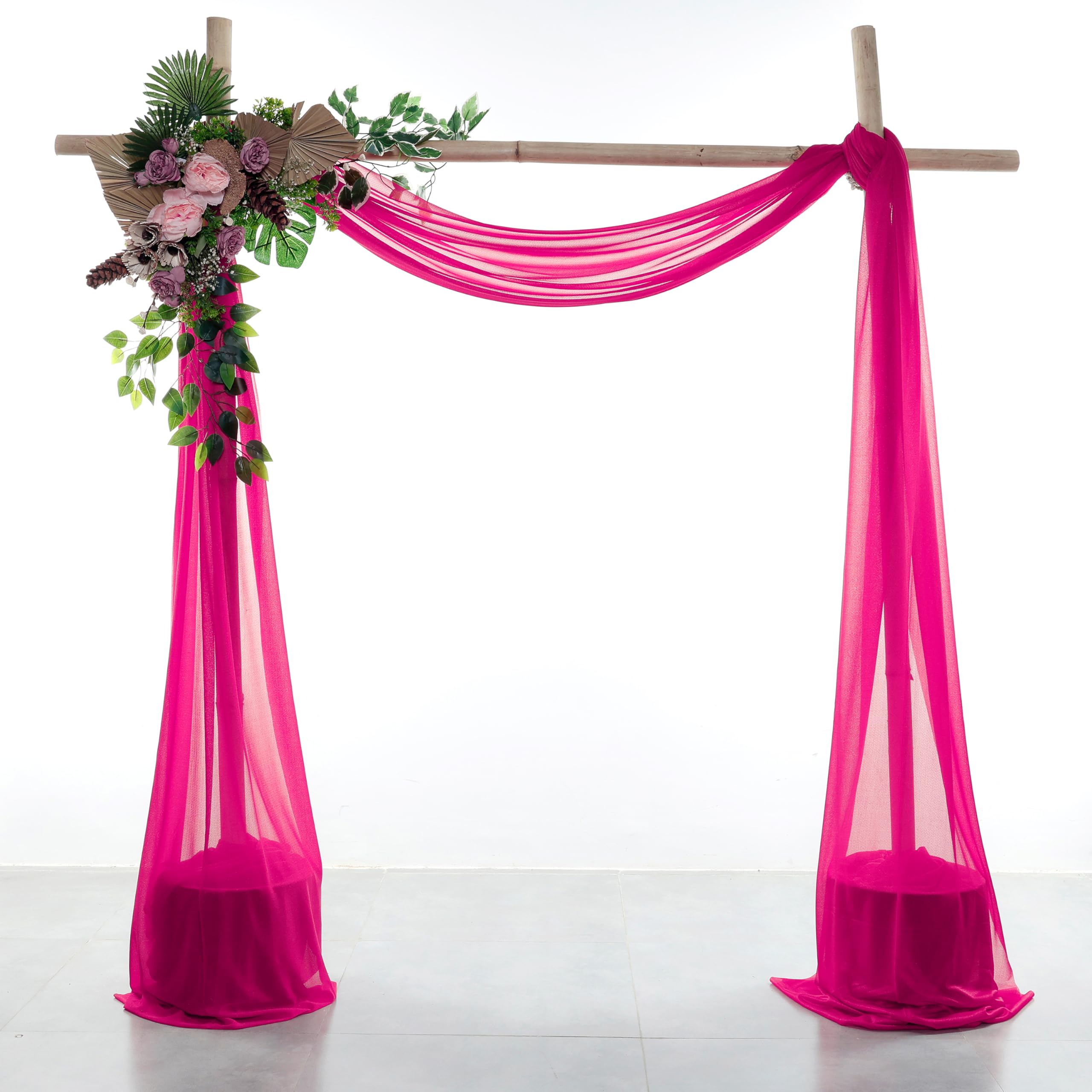 VDS Pack of 2 Panel (30 Inch X 20 Feet) Wedding Arch Draping Fabric Sheer Chiffon Fabric Drapery for Wedding Ceremony Reception Swag Backdrop Canopy Chuppah ARBO Altars Decoration (Hot Pink) — image 1