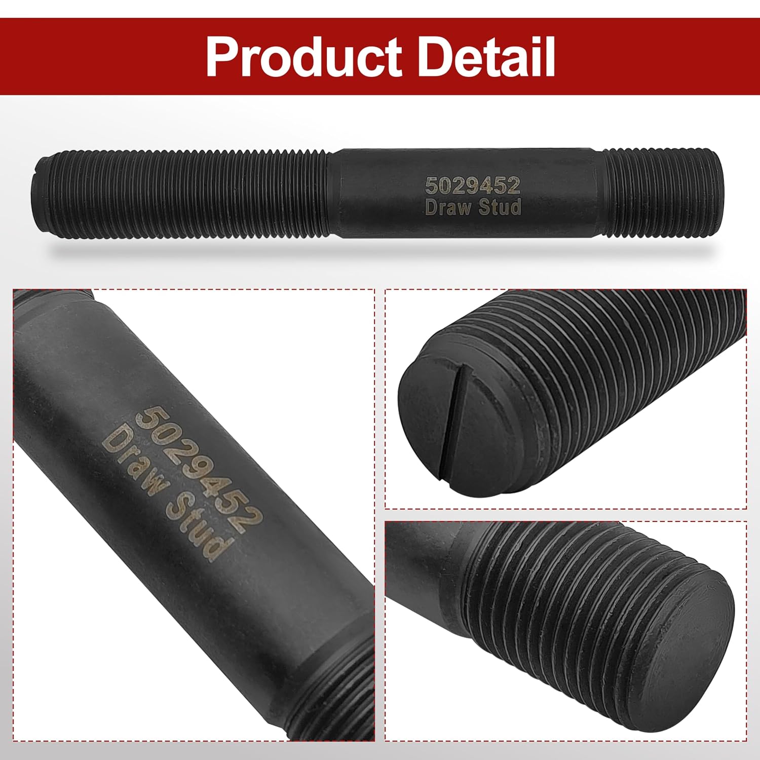 ARU 29452 Knockout Draw Stud Compatible with Greenlee 7646 and 7625 | Knockout Punch Kit for Hydraulic Drivers, Steel, Wear-Resistant & Breakage-Proof