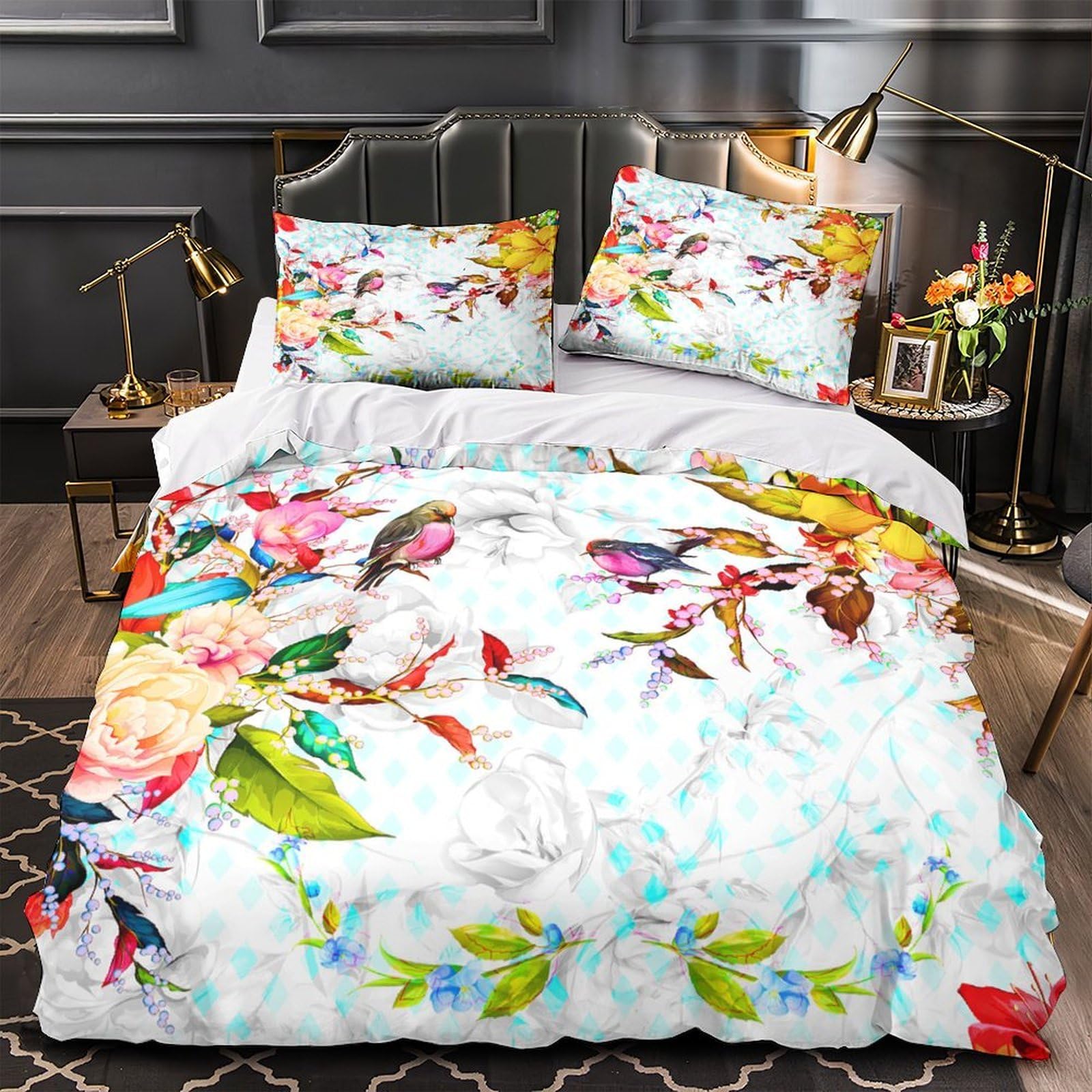 Housse de couette flamant rose ultra douce et hypoallergénique pour lit king