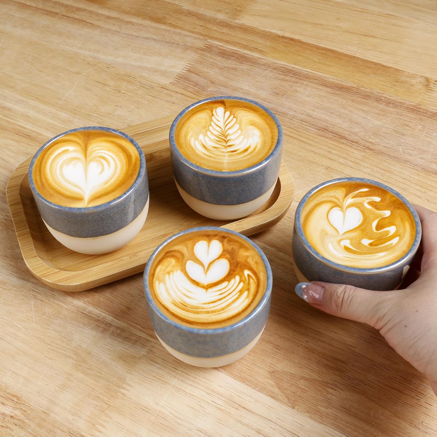 ZEBERBO Ceramic Espresso Cups Set of 4, 5oz Espresso Coffee