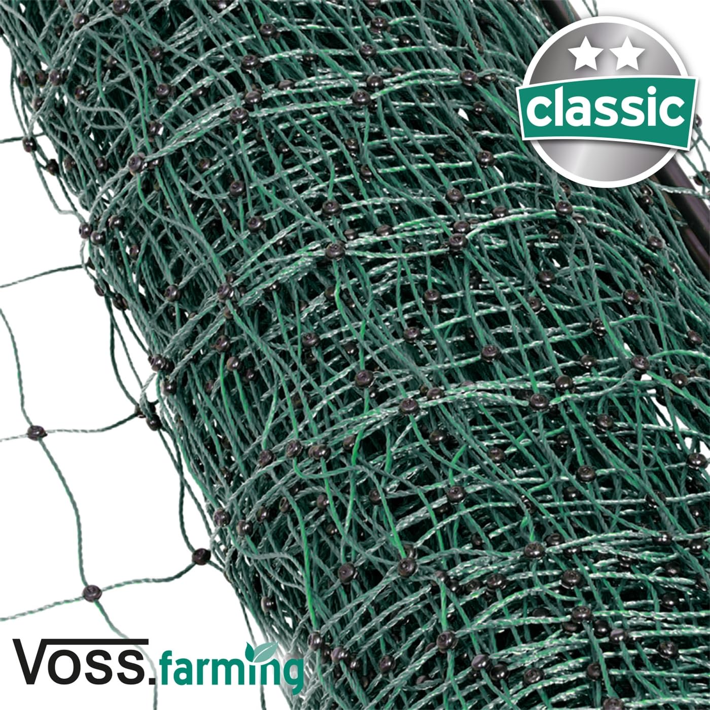 VOSS.farming Filet volaille classic 25 m x 112 cm, doté de 9 piquets doubles pointes, clôtures pour poules, Vert