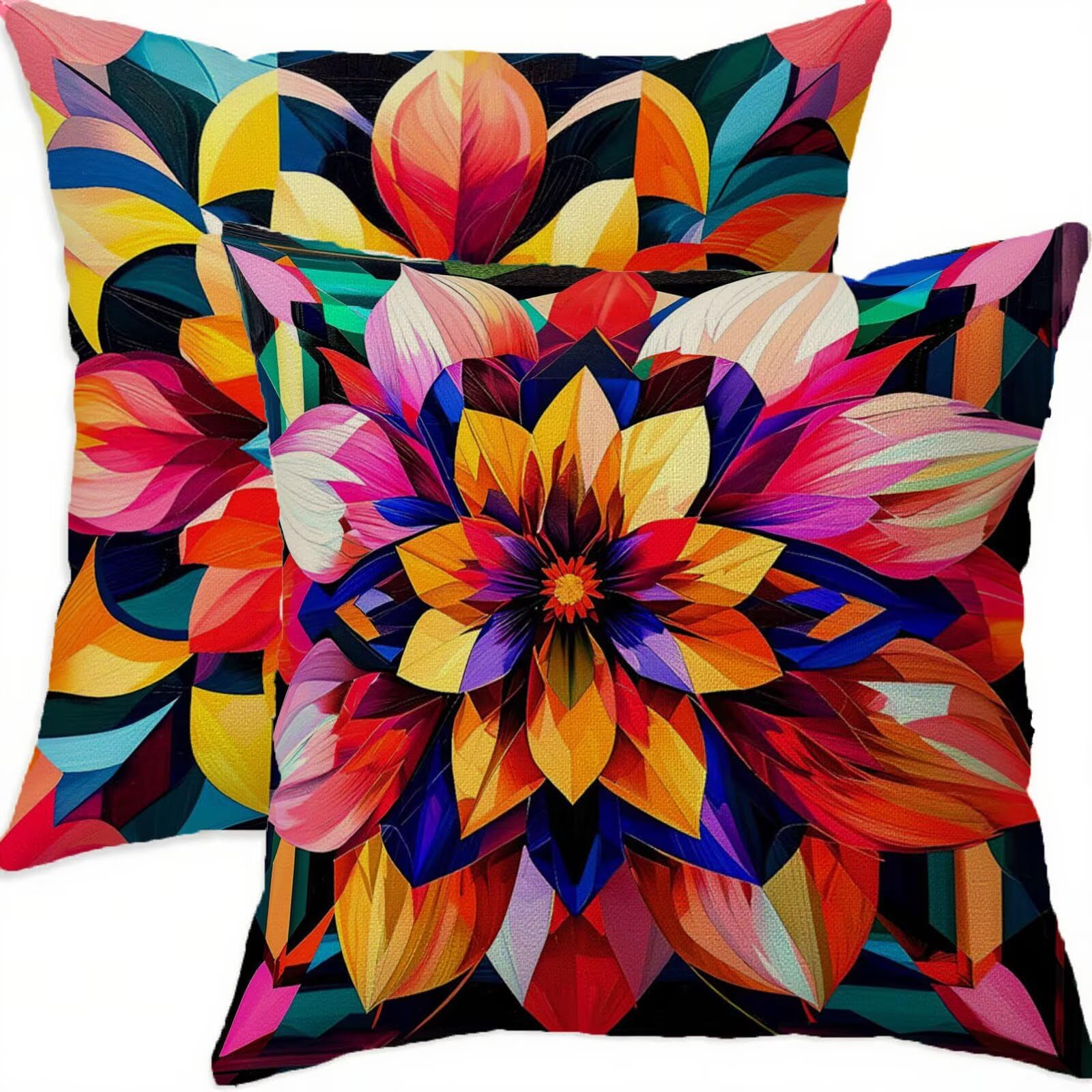 Taie oreiller 80x80cm déperlante housse de coussin canapé extérieure carrée fleur