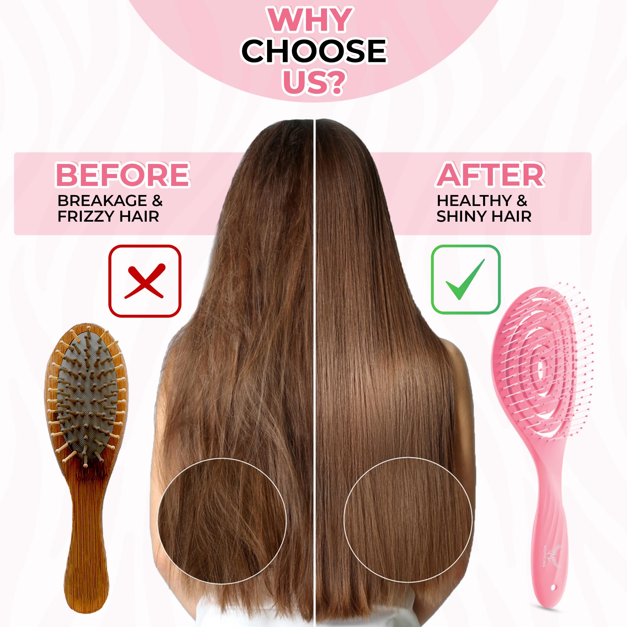 Mupkins Detangling Hair Brush for Women Men & Children, Detangle Hair Brush with Soft Bristles for Curly Straight, Thick - Image 4