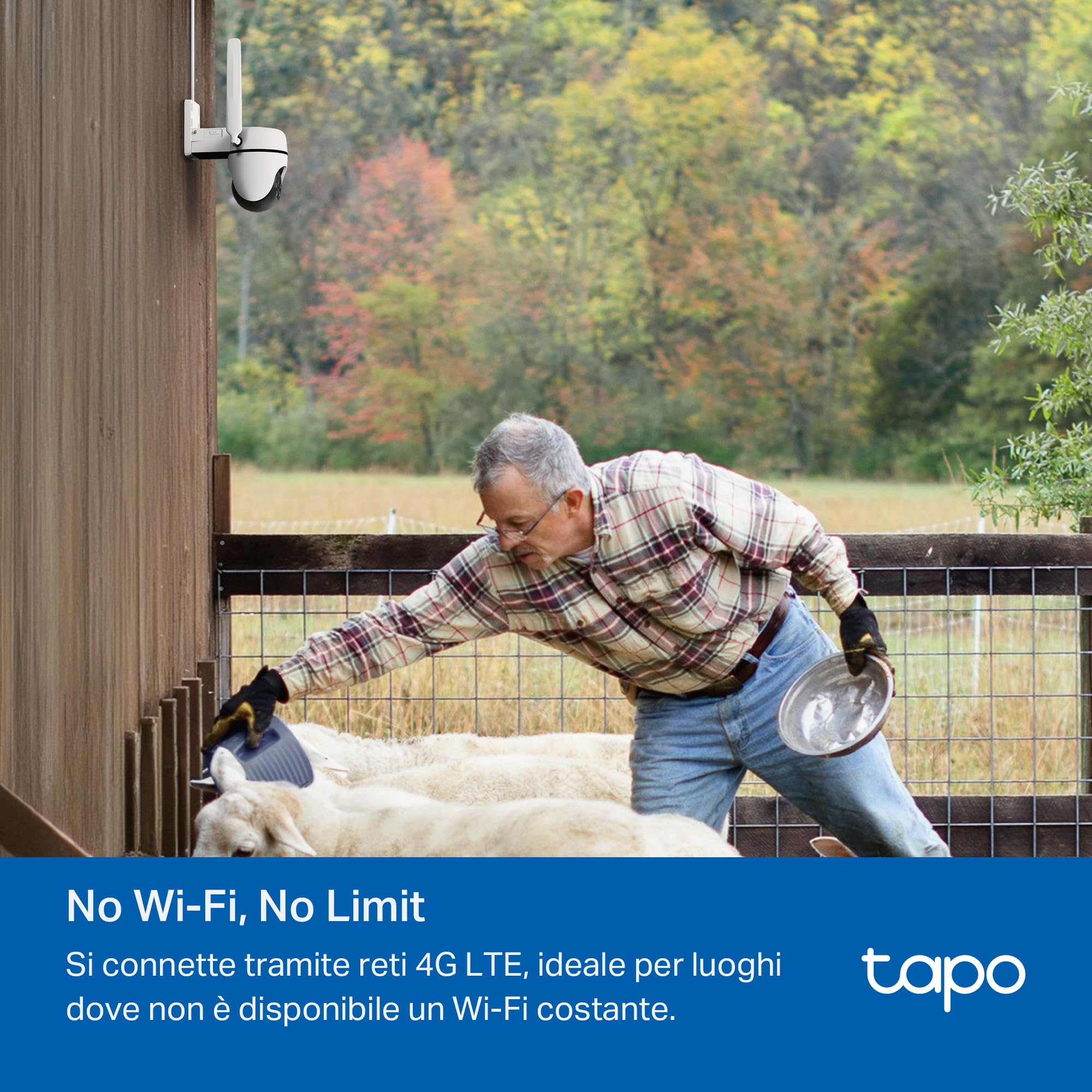 Tapo C501GW Telecamera 4G LTE da Esterno con Slot SIM, FHD 360° PTZ, Visione Notturna a Colori Starlight, IP66, AI Smart, Allarme Sonoro/Luminoso, Alimentato da DC o PoE, Senza Wi-Fi né Batteria