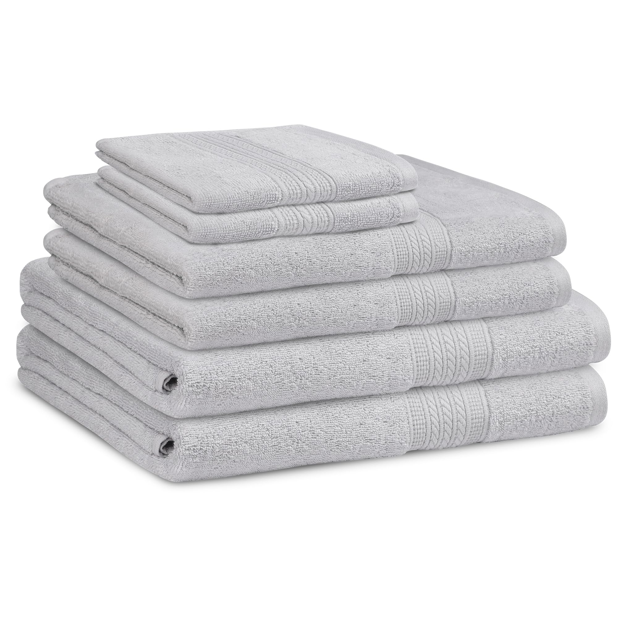 ESSELL 24/7 6 Piece Bath Towel Set, 100% Cotton Towel Set, Durable, Quick Drying & Lightweight Bathroom Towels, 2 Bath Towels, 2 Hand Towels, 2