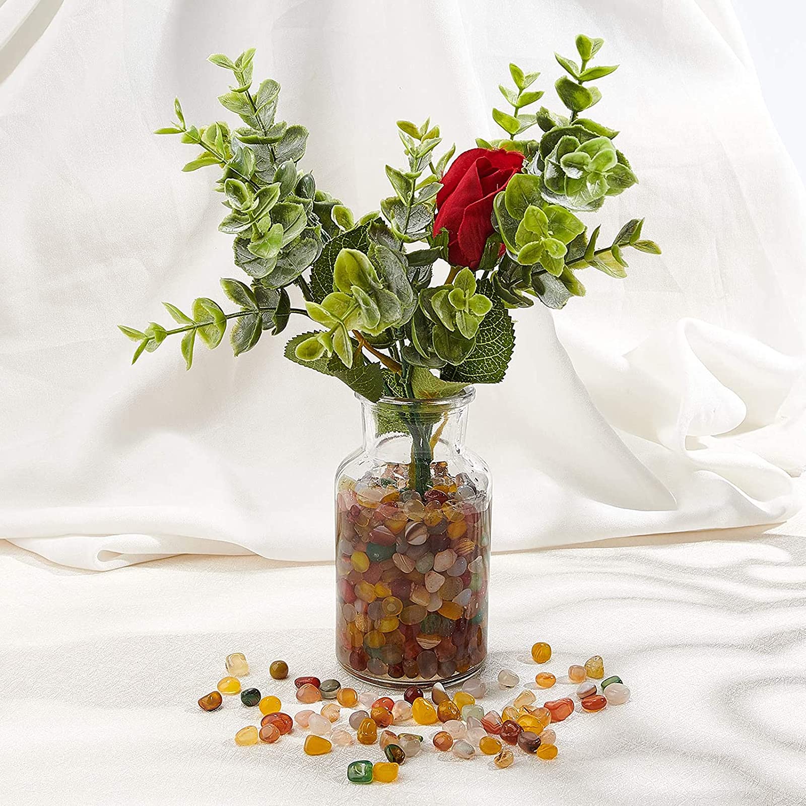 Huianer Lot De 100 Fausses Pierres De Glace écrasées En Acrylique De 2.5 Cm, Couleurs Mélangées Pour Décoration De Table, Vase, Bleu Ciel, Bleu Clair Et Transparent