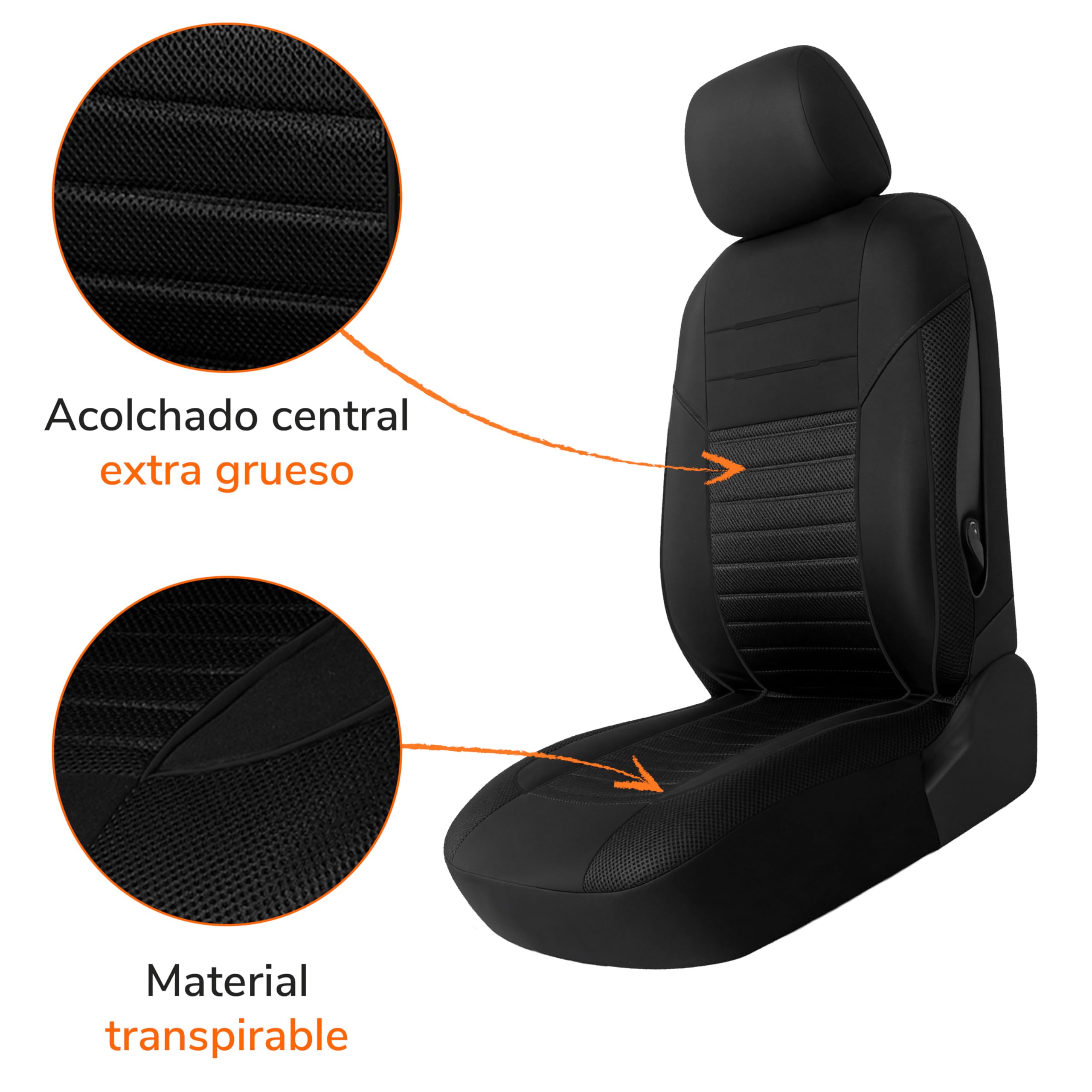Upgrade4cars Fundas Asientos Delanteros para Furgoneta | Cubiertas Protectoras Universales Van en Negro