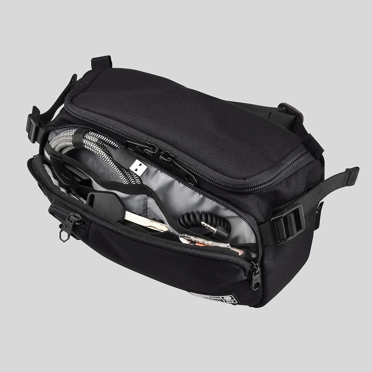 HEX Ranger Camera Mini Sling, Lightweight Water Resistant Mirrorless Camera Sling with YKK Zippers, Interior Dividers, Adjustable Load Straps & More, Glacier Camo