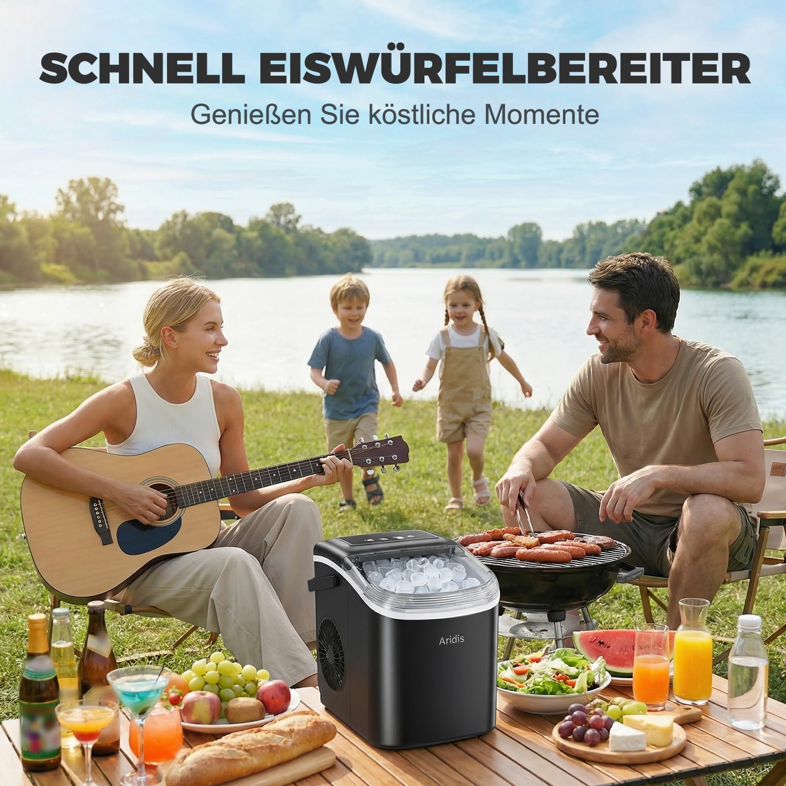 Eiswürfelmaschine Selbstreinigend 12kg/Tag 2 Eiswürfel Größen mit Eisschaufel