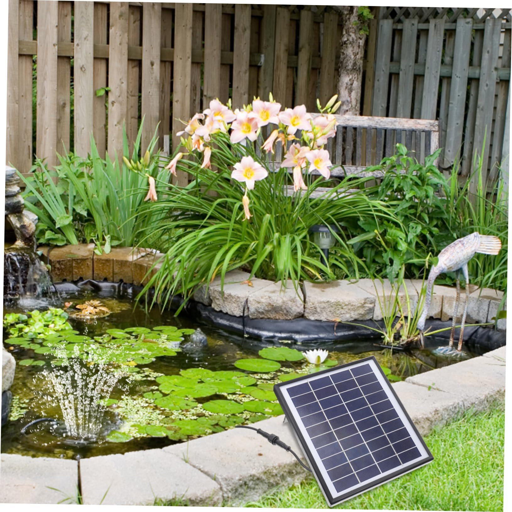 Pompa Fontana Solare 5w 380l/h in Abs Nera per Esterni | Decorazione Giardino e Piscina, Ricircolo Acqua per Ossigenazione, Soluzione Solare per Outdoor Stile Casuale