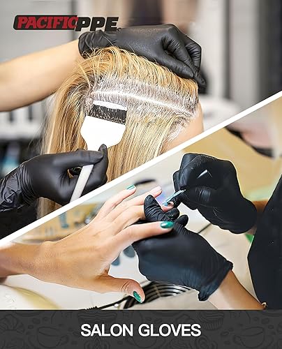 Miniatura 5 de PACIFIC PPE - Guantes desechables de nitrilo de 4 mil, negros, seguros para alimentos, sin látex, para limpieza y cocina, talla pequeña