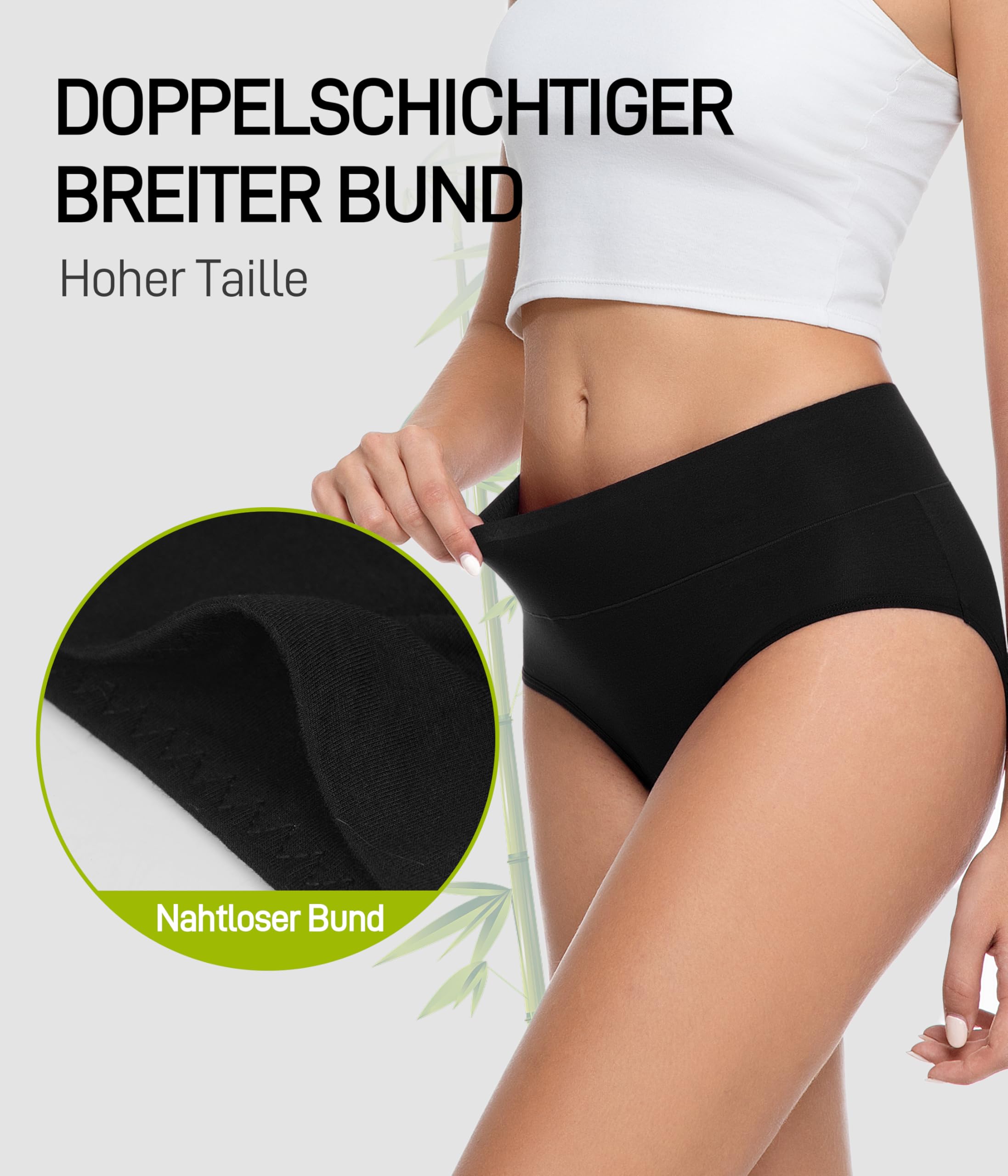 YESWEL Bambus Unterhosen Damen, Hohe Taille Unterwäsche, Stretch Slip Atmungsaktive Panties für Frauen 5er Pack (S-3XL)