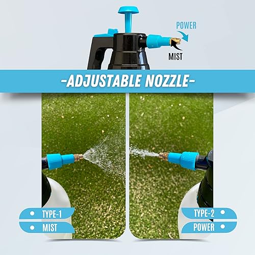 Miniatura 3 de Pulverizador de bomba manual de 0.5 galones, rociador de jardín de presión de 2 litros, rociador de malezas manual con boquilla de latón ajustable,