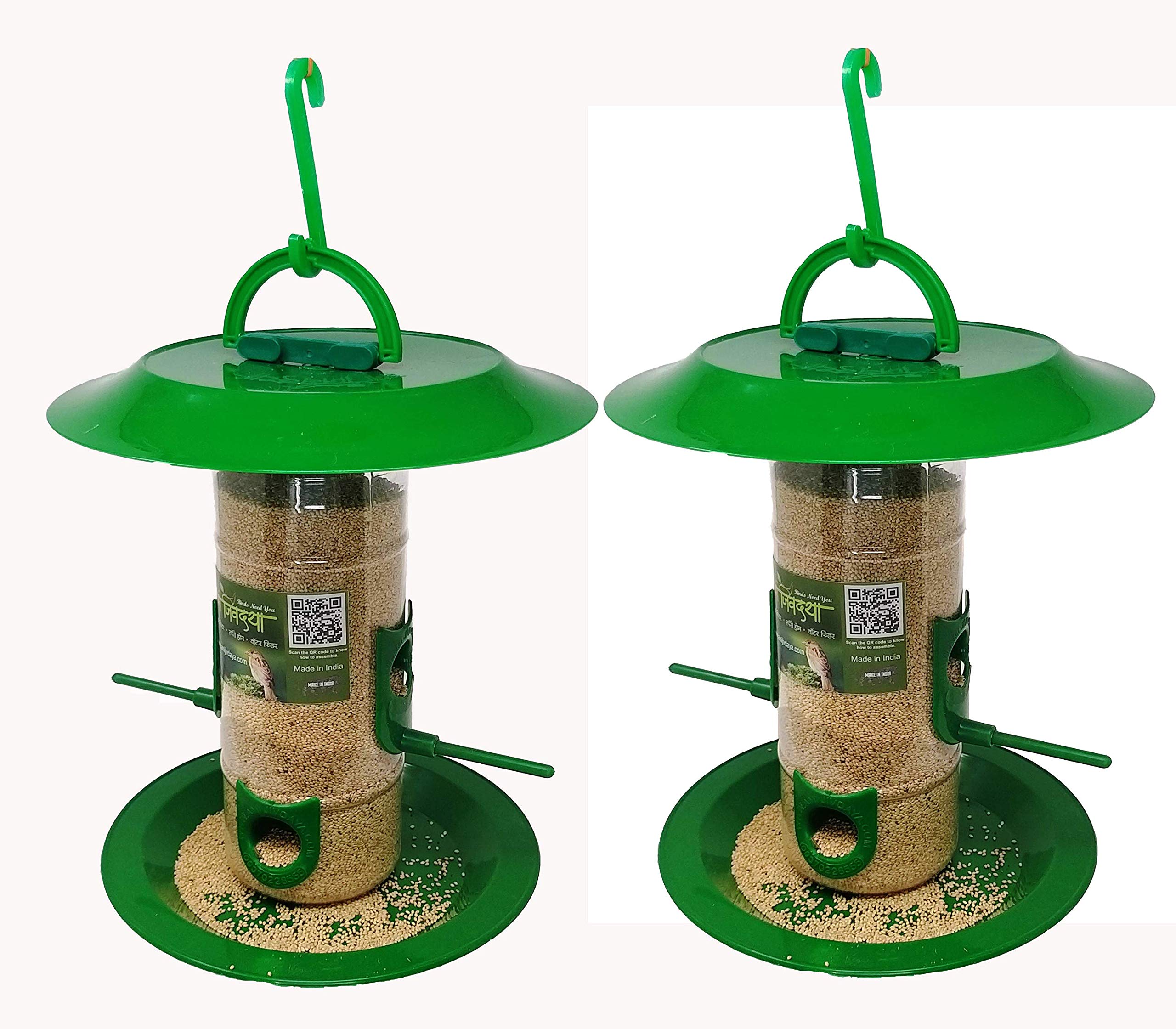 Amijivdaya Medium Bird Feeder with Hut (Green, Transparent) - Pack of 2 (B07XRWJH42) Amazon Price History, Amazon Price Tracker