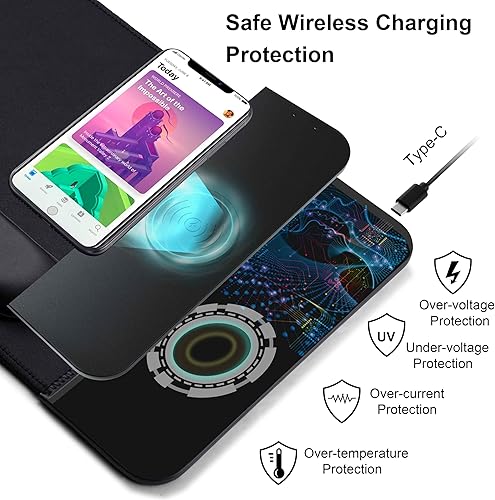 Miniatura 6 de Alfombrilla de mouse de carga inalámbrica de 15 W con soporte de muñeca, cargador inalámbrico Qi rápido para iPhone 16/15/14/13/12/12