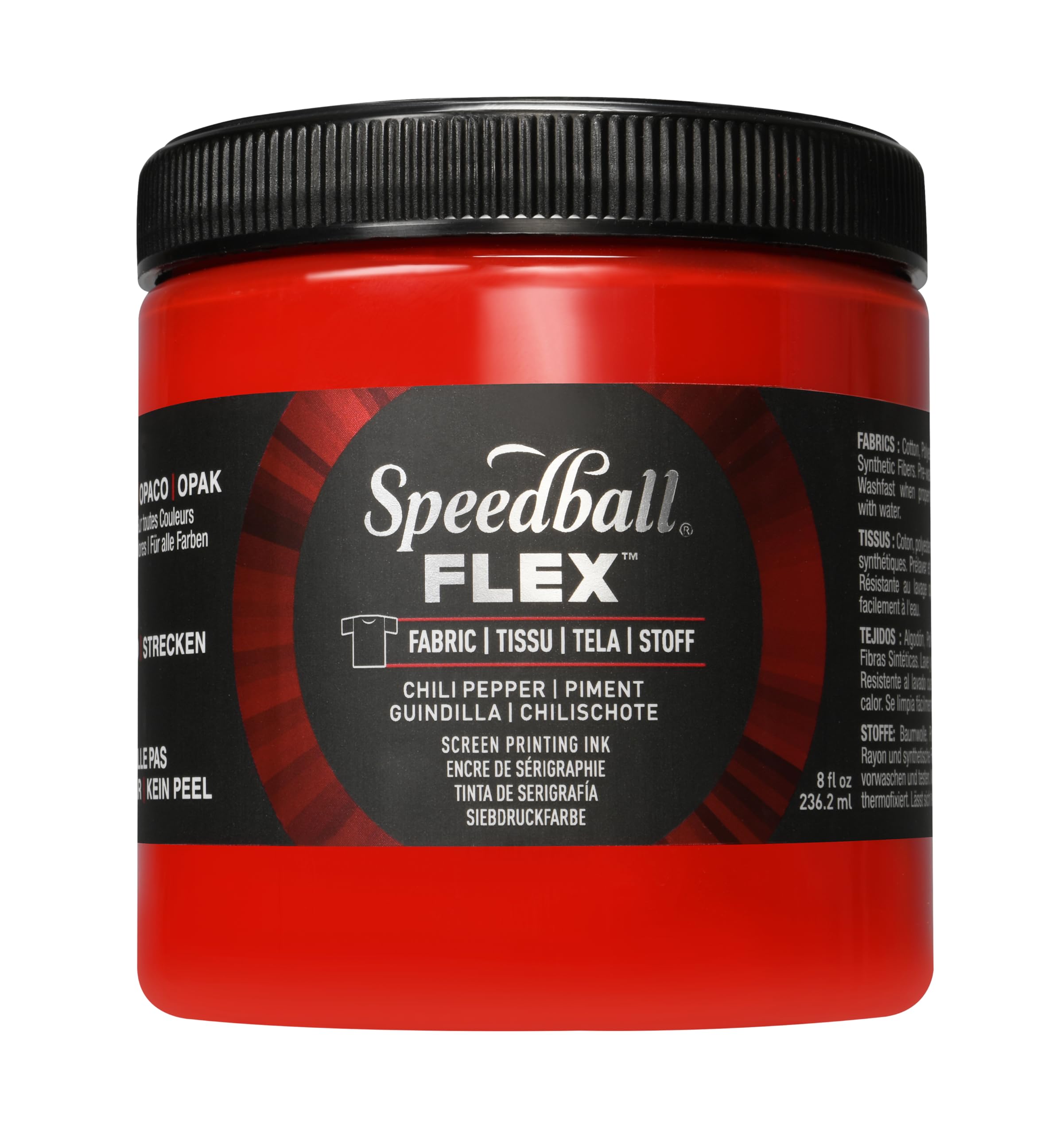 Speedball Flex Fabric Screen Printing Ink, 8-Ounce, Chili Pepper for T-Shirt and Silkscreen Printmaking, New for 2023