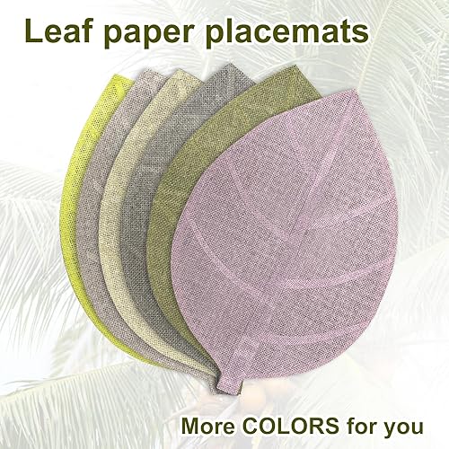 Miniatura 5 de ANDSTAR Juego de 6 manteles individuales de plantas naturales, diseño rústico, vintage, creativo, con forma de hoja, antideslizantes, resistentes al