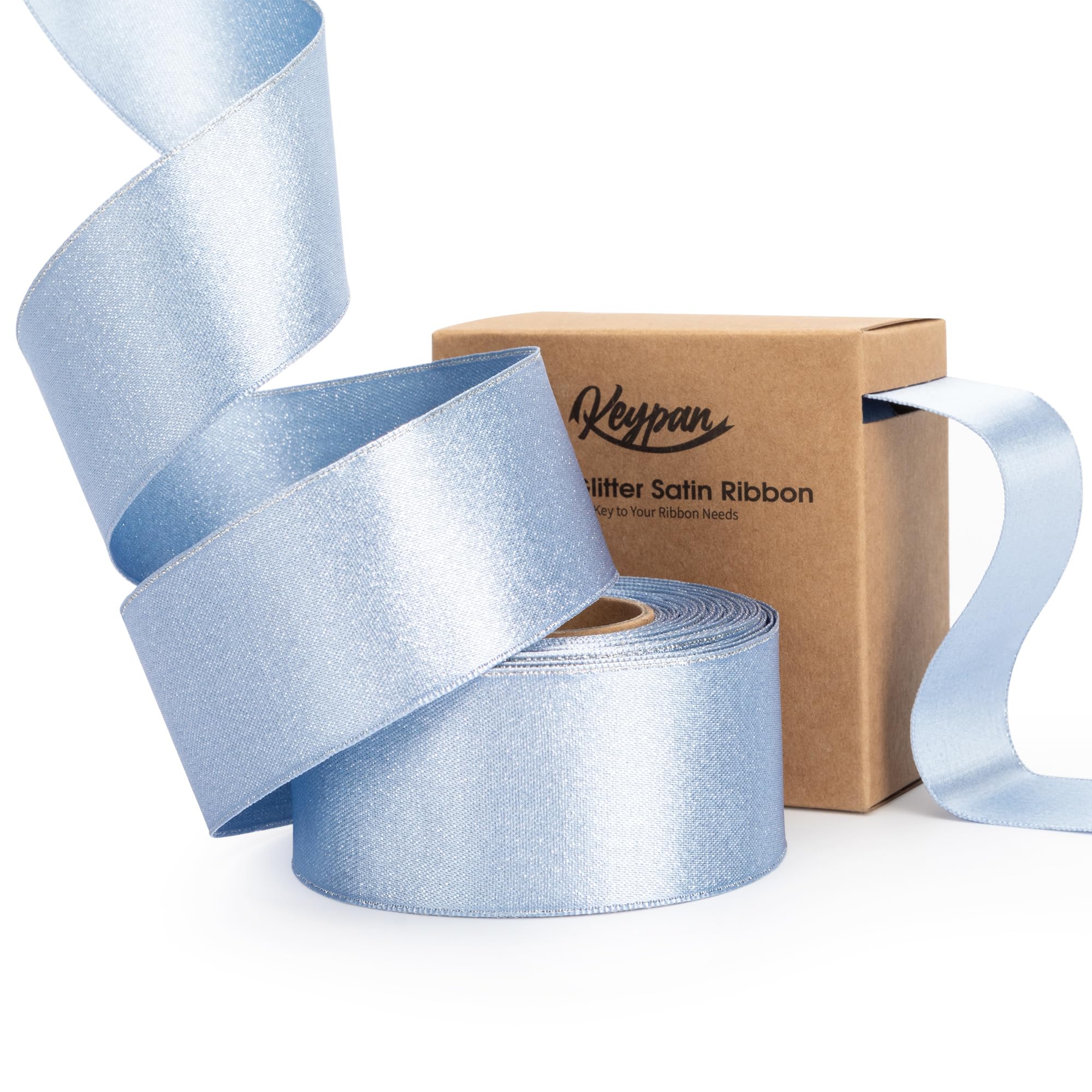 Amazon.com: Keypan Light Blue Satin Wired Ribbon 1-1/2 Inch Double ...