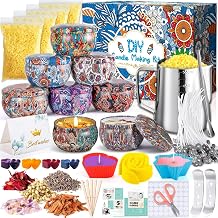 NCKIHRKK Candle Making Kit, DIY Candle Kit, Wax Melting Kit for Beginners DIY Gift Set with Soy Wax, 8 Candles Jars, 8 Colourants, 3 Silicone Mould, 30 Wicks