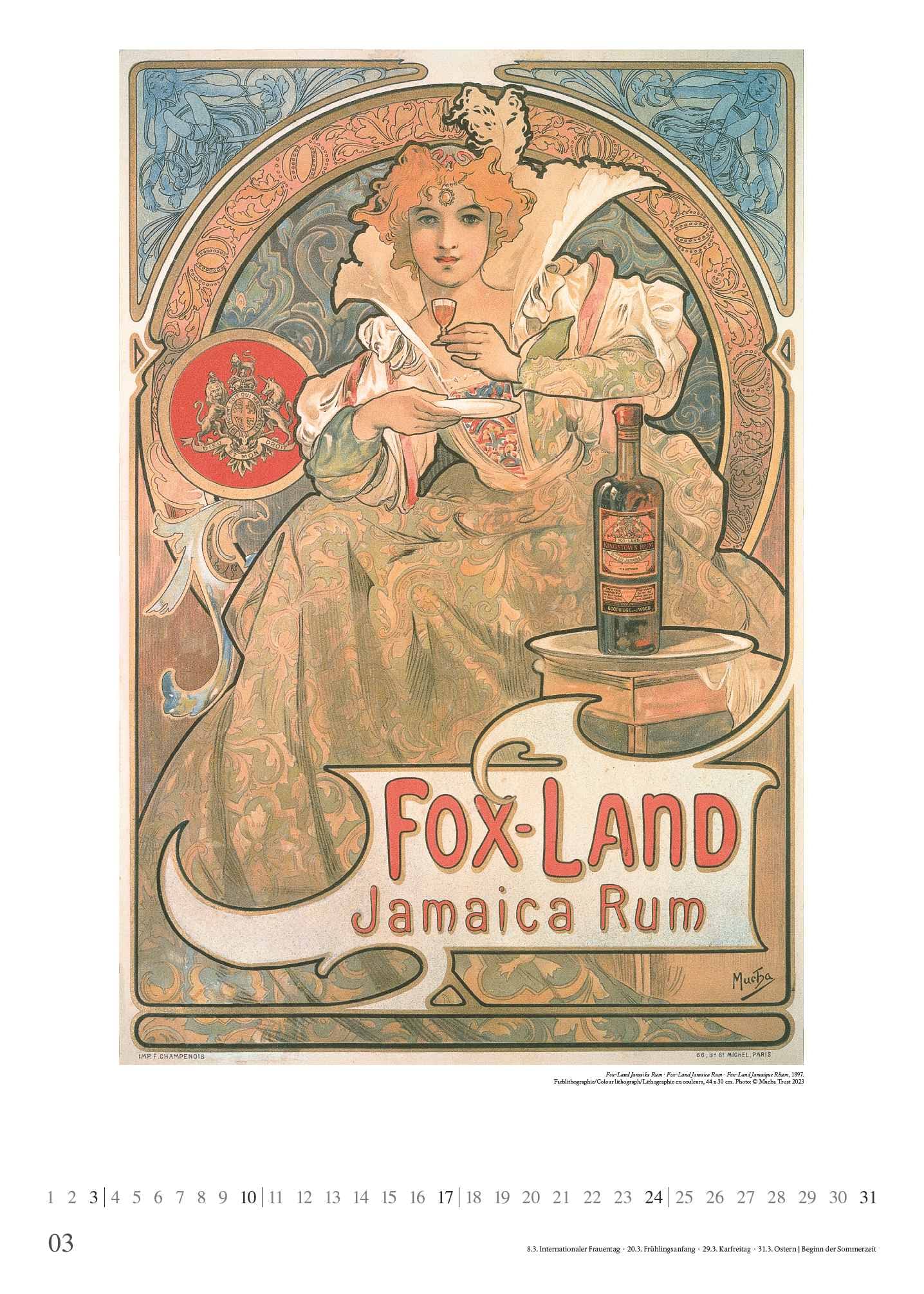 Affiche originale A. Mucha " Calendrier Champenois " - Monaco Timbres